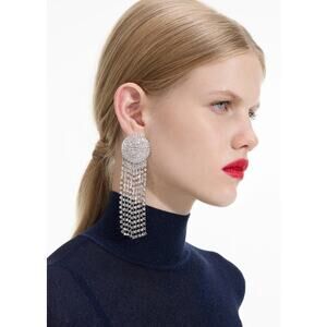 Self-Portrait Silver Round Crystal Droplet Dangling Chandelier Earrings